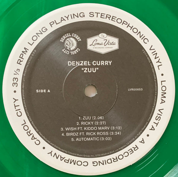Denzel Curry - ZUU - New LP Record 2019 Loma Vista Green Transparent 180 gram Vinyl - Hip Hop - Shuga Records