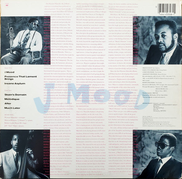 Wynton Marsalis - J Mood - Mint- LP Record 1986 Columbia USA Vinyl - Contemporary Jazz - Shuga Records