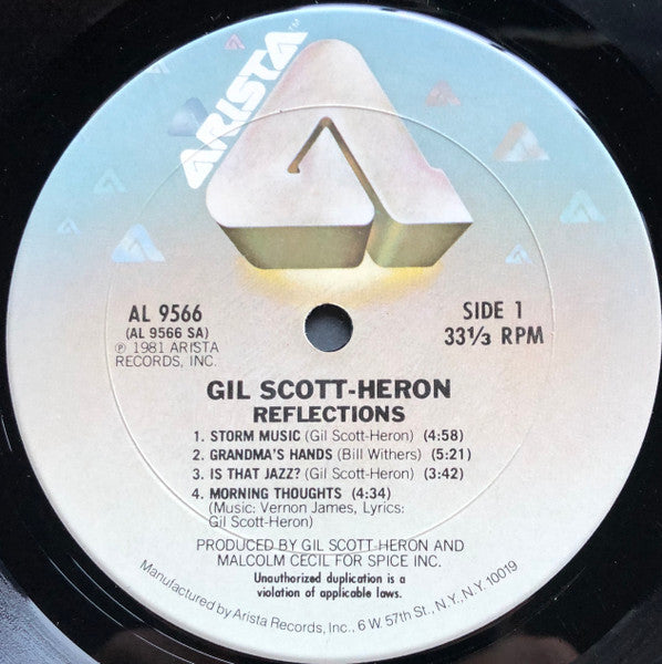 Gil Scott-Heron - Reflections - VG+ LP Record 1981 Arista USA Original Vinyl - Jazz / Jazz-Funk / Soul-Jazz - Shuga Records