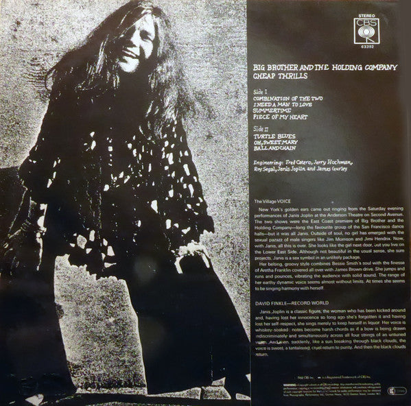 Big Brother & The Holding Company / Janis Joplin - Cheap Thrills (1968) - VG LP Record 1968 Columbia CBS UK Vinyl - Psychedelic Rock / Blues Rock - Shuga Records