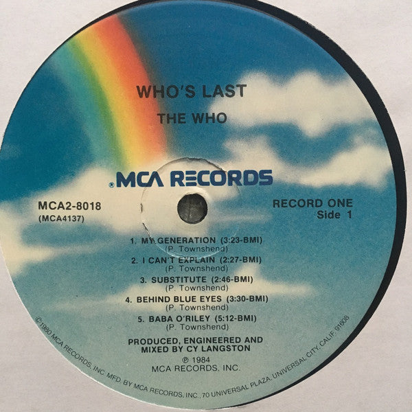 The Who - Who's Last - VG+ 2 LP Record 1984 MCA USA Vinyl - Rock & Roll / Pop Rock / Mod - Shuga Records