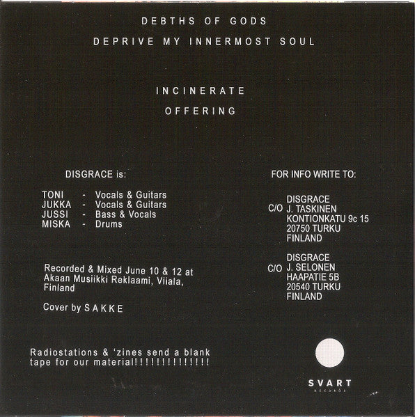 Disgrace - Grey Misery - The Complete Death Metal Years - New 2 LP Record 2019 Svart Finland Grey Vinyl, insert & 7" EP - Death Metal - Shuga Records
