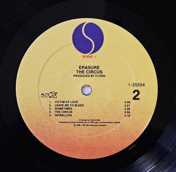 Erasure - The Circus - VG+ LP Record 1987 Sire Mute USA Original Vinyl - Pop / Synth-pop - Shuga Records