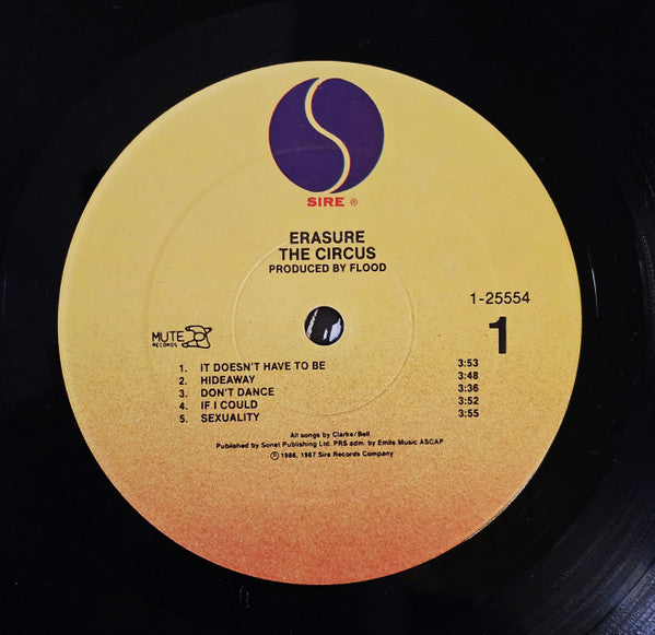 Erasure - The Circus - VG+ LP Record 1987 Sire Mute USA Original Vinyl - Pop / Synth-pop - Shuga Records