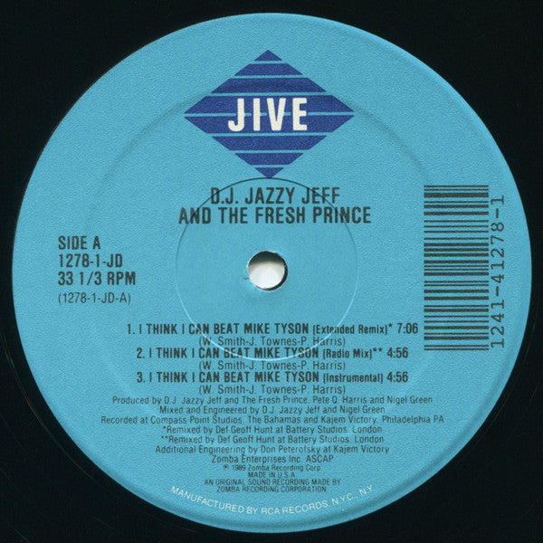 D.J. Jazzy Jeff And The Fresh Prince - I Think I Can Beat Mike Tyson - VG+ 12" Single Record 1989 Jive USA Vinyl - Hip Hop / Pop Rap - Shuga Records