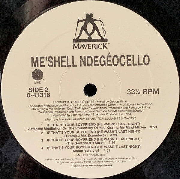 Me'Shell NdegéOcello ‎- If That's Your Boyfriend (He Wasn't Last Night) - VG+ 12" Single Record 1993 Maverick USA - House / Acid Jazz - Shuga Records