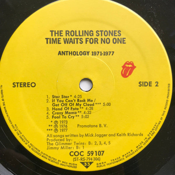 The Rolling Stones - Time Waits For No One (Anthology 1971-1977) - Mint- LP Record 1979 Germany Vinyl - Classic Rock / Blues Rock - Shuga Records