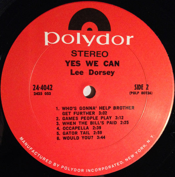Lee Dorsey - Yes We Can - VG (VG- low grade cover) LP Record 1970 Polydor USA Original Vinyl - Soul / Funk / Bayou Funk - Shuga Records