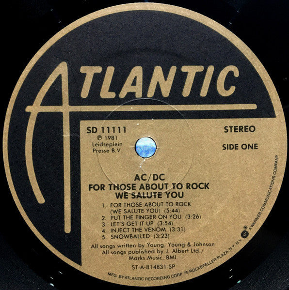 AC/DC - For Those About To Rock We Salute You - VG+ (VG- Cover) LP Record 1981 Atlantic USA Original Vinyl - Hard Rock - Shuga Records