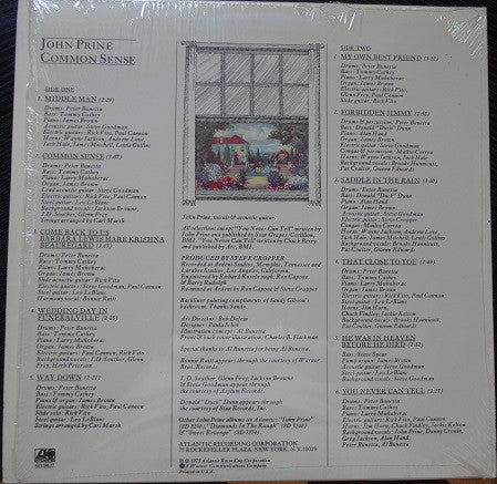 John Prine – Common Sense - VG LP Record 1975 Atlantic USA Vinyl - Rock / Country Rock - Shuga Records