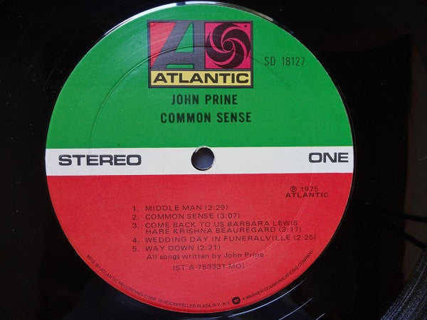 John Prine – Common Sense - VG LP Record 1975 Atlantic USA Vinyl - Rock / Country Rock - Shuga Records