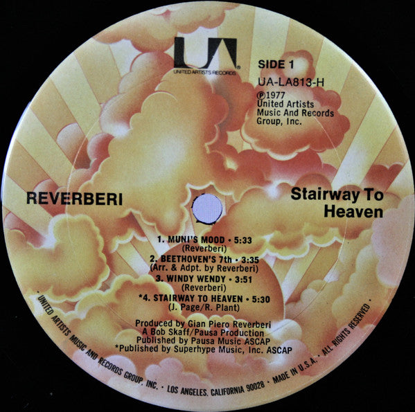 Reverberi - Stairway To Heaven - VG+ LP Record 1977 United Artists USA Original Vinyl - Jazz / Jazz-Rock - Shuga Records