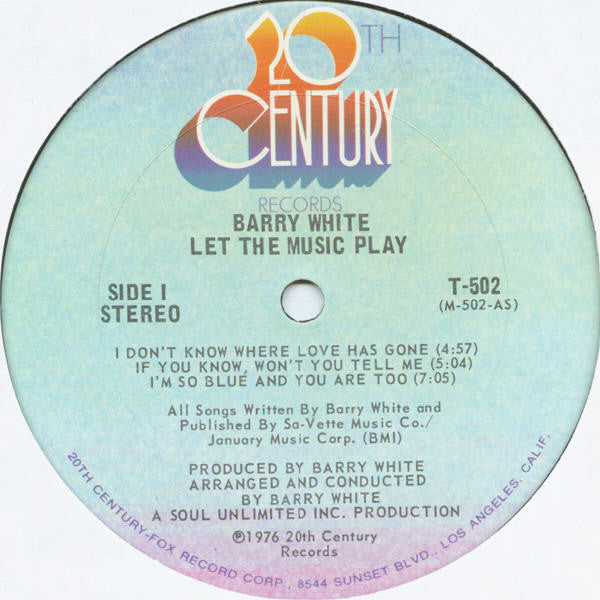 Barry White - Let The Music Play - VG+ LP Record (Partial Shrink) 1976 20th Century Original Stereo Vinyl - Soul / Disco
