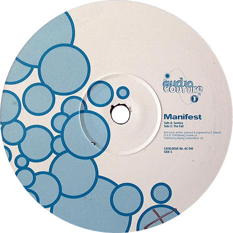 Manifest - Semtex / The Fall - Mint- 12" Single Record 1999 Audio Couture UK Vinyl - Drum N Bass - Shuga Records