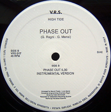 High Tide - Phase Out - VG+ 12" Single Record 1991 VRS Italy Vinyl - Techno - Shuga Records