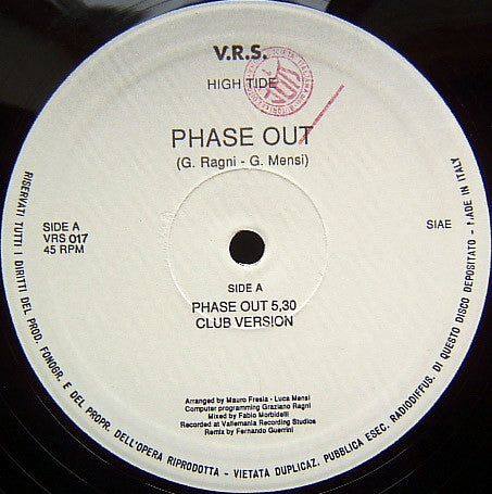High Tide - Phase Out - VG+ 12" Single Record 1991 VRS Italy Vinyl - Techno - Shuga Records