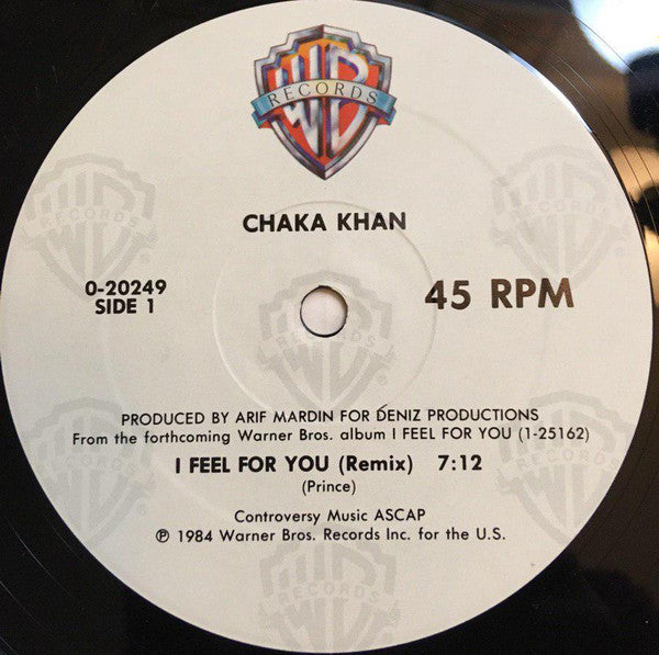Chaka Khan - Feel For You - VG+ 12" Single Record 1984 Warner USA Original Vinyl - Synth-pop / Disco - Shuga Records
