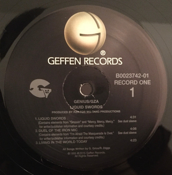 Genius / GZA - Liquid Swords (1995) - VG+ 2 LP Record 2015 Geffen UMe Vinyl - Hip Hop / Wu-Tang Clan - Shuga Records