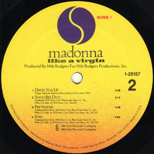 Madonna - Like A Virgin - Mint- LP Record 1984 Sire USA Original RL Ludwig Press Vinyl & Inner - Pop / Synth-pop - Shuga Records