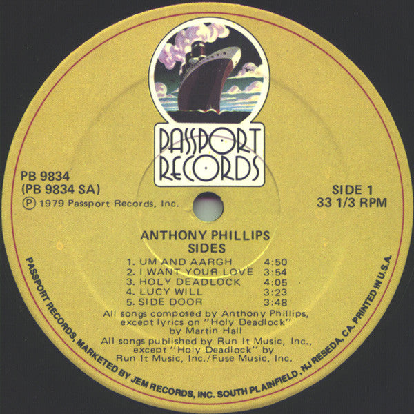 Anthony Phillips - Sides - Mint- LP Record 1979 Passport USA Vinyl - Prog Rock / Art Rock - Shuga Records