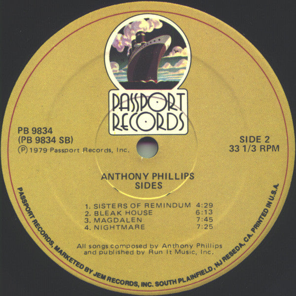 Anthony Phillips - Sides - Mint- LP Record 1979 Passport USA Vinyl - Prog Rock / Art Rock - Shuga Records