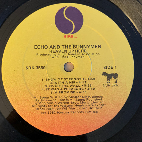 Echo And The Bunnymen – Heaven Up Here - VG+ LP Record 1981 Sire Korova USA Vinyl - New Wave / Indie Rock - Shuga Records