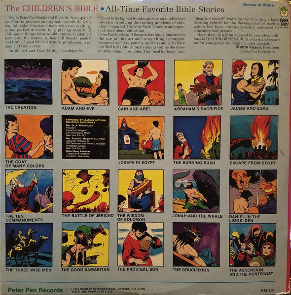 Unknown Artist - The Children's Bible - VG 1974 2 LP Record 1974 Peter Pan USA Vinyl - Story / Religious / Non-Music - Shuga Records