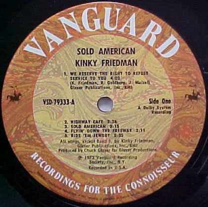 Kinky Friedman - Sold American (1973) - VG+ LP Record 1978 Vanguard USA Vinyl - Country