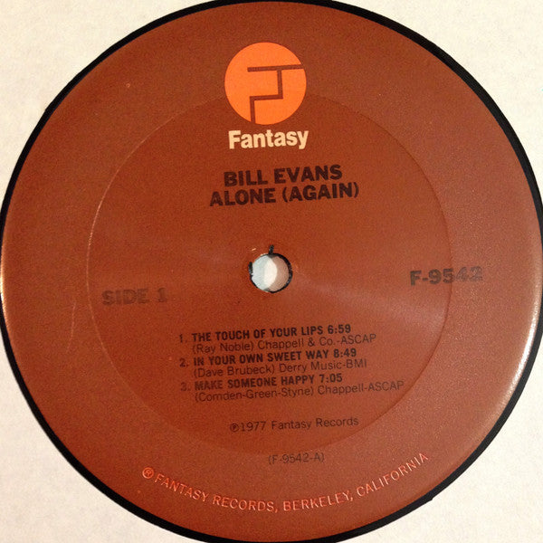 Bill Evans - Alone (Again) - VG+ LP Record 1977 Fantasy USA Original Vinyl - Jazz / Post Bop / Modal - Shuga Records