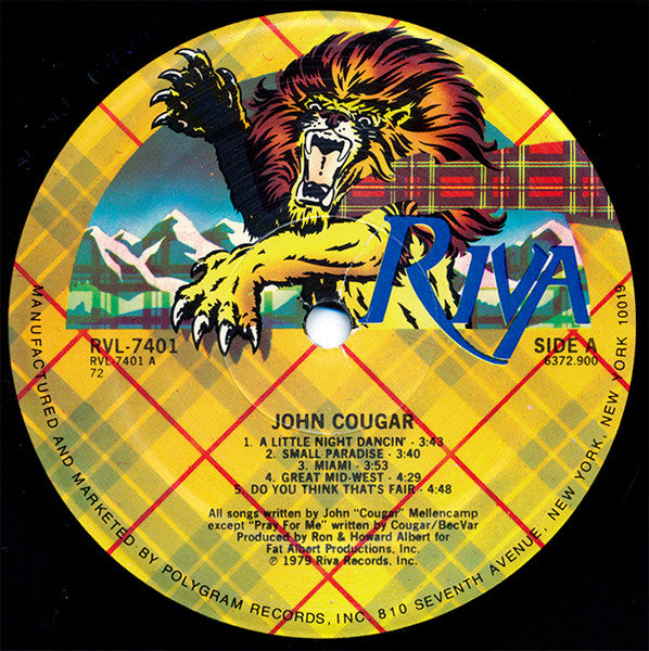 John Cougar – John Cougar - Mint- LP Record 1979 Riva Richmond 72 Press Original USA Vinyl - Pop Rock - Shuga Records