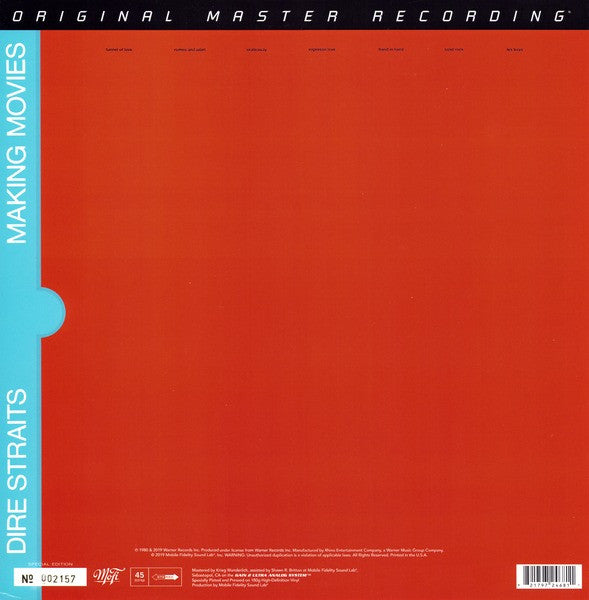 Dire Straits - Making Movies (1980) - Mint- 2 LP (VG- cover) Record 2019 MFSL Mobile Fidelity Sound Lab 180 gram Vinyl & Numbered - Pop Rock / Classic Rock - Shuga Records