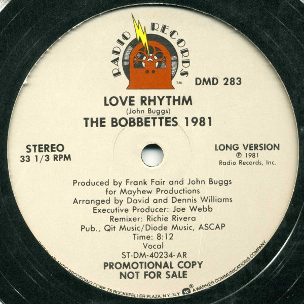 The Bobbettes 1981 - Love Rhythm - VG+ 12" Single Record 1981 Atlantic USA Vinyl - Funk / Disco - Shuga Records