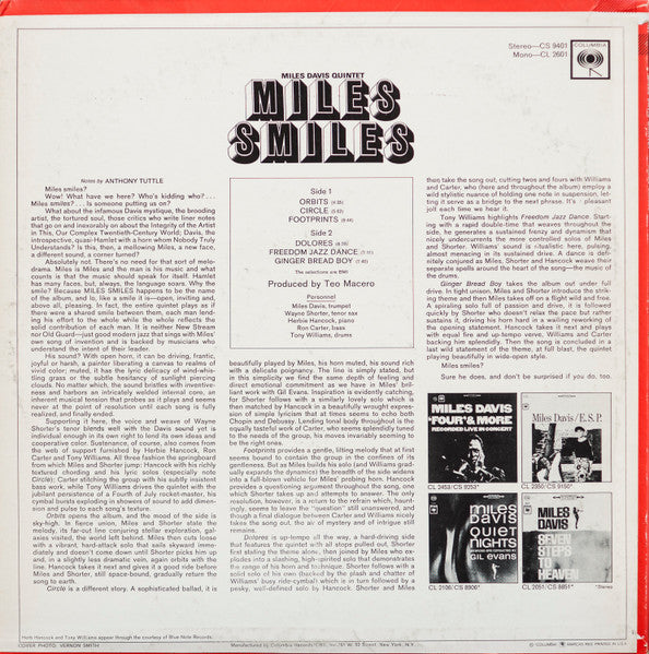 Miles Davis Quintet - Miles Smiles (1966) - VG+ LP Record 1971 Columbia USA Vinyl - Jazz / Hard Bop / Modal - Shuga Records