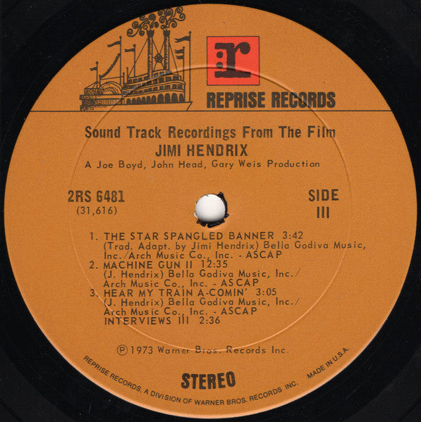 Jimi Hendrix - Sound Track Recordings From The Film "Jimi Hendrix" - VG+ 2 LP Record 1973 Reprise USA Original Vinyl - Psychedelic Rock / Blues Rock - Shuga Records