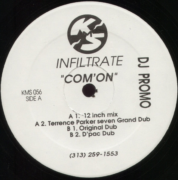 Infiltrate Com'On VG+ 12" Single Record 1994 KMS Promo White Label