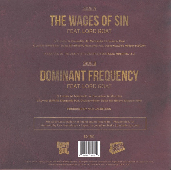 Heavy Metal Kings - The Wages Of Sin / Dominant Frequency - New 7" Single Record Store Day Black Friday 2019 Enemy Soil Uncle Howie Vinyl - Hip Hop - Shuga Records
