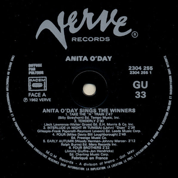 Anita O'Day - Anita O'Day Sings The Winners (1958) - Mint- LP Record 1982 Verve France Vinyl - Jazz - Shuga Records
