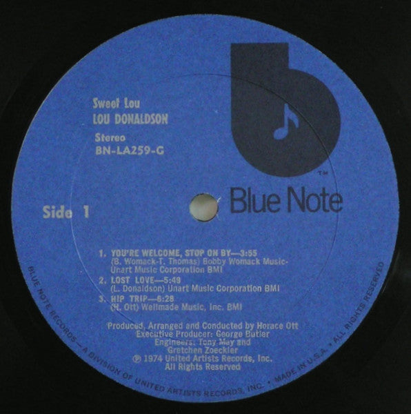 Lou Donaldson - Sweet Lou - VG+- LP Record 1974 Blue Note USA Original Vinyl - Jazz / Soul-Jazz / Jazz-Funk - Shuga Records