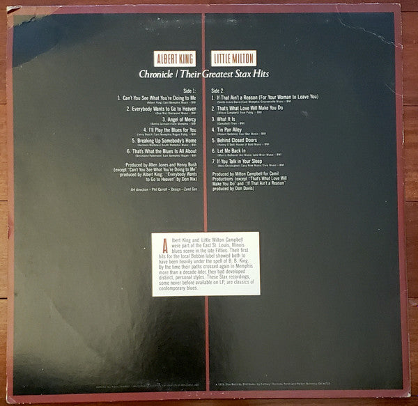 Albert King & Little Milton - Chronicle - VG+ LP Record 1979 Stax USA Vinyl - Blues - Shuga Records