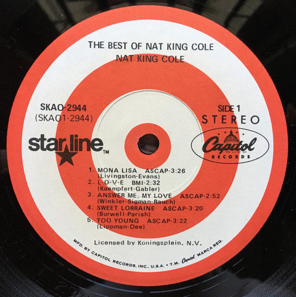 Nat King Cole - The Best Of Nat King Cole (1968) - VG+ LP Record 1972 Capitol USA Vinyl - Jazz / Vocal / Swing / Pop - Shuga Records