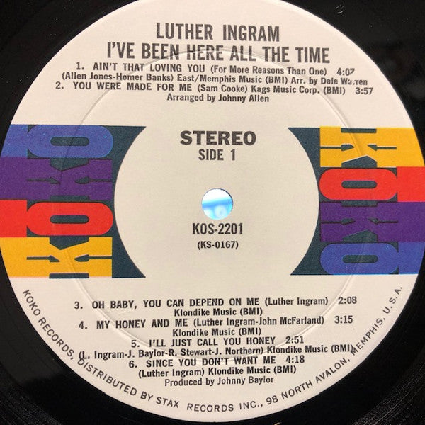 Luther Ingram - I've Been Here All The Time - VG+ LP Record 1972 KoKo USA Original Vinyl - Soul / Funk - Shuga Records