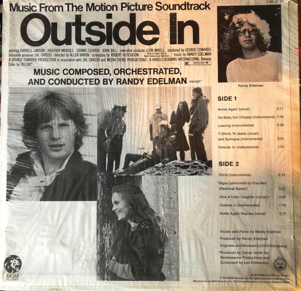 Randy Edelman - Outside In (Music From The Motion Picture) - VG+ (VG- cover) LP Record 1972 MGM USA Vinyl - Soundtrack - Shuga Records