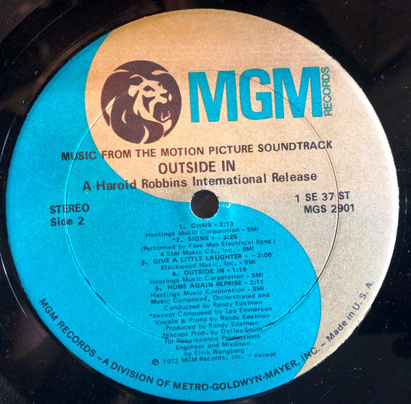 Randy Edelman - Outside In (Music From The Motion Picture) - VG+ (VG- cover) LP Record 1972 MGM USA Vinyl - Soundtrack - Shuga Records