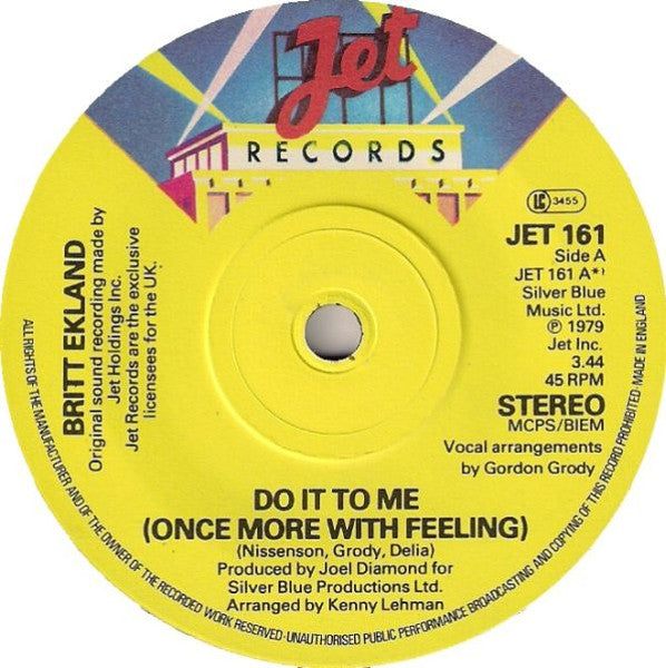 Britt Ekland – Do It To Me (Once More With Feeling) - VG+ 7" Single Record 1979 Jet UK Vinyl - Disco / Hi NRG - Shuga Records