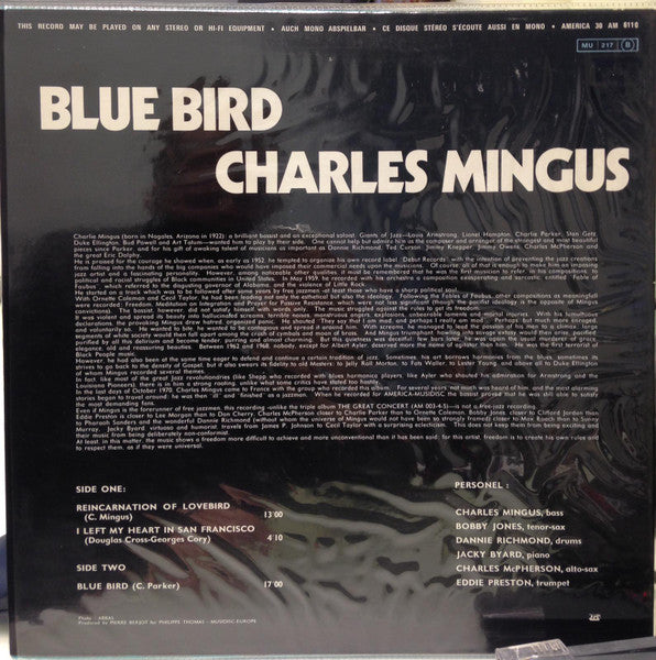 Charles Mingus - Blue Bird - Mint- LP Record 1971 America Records France Vinyl - Jazz / Hard Bop / Post Bop