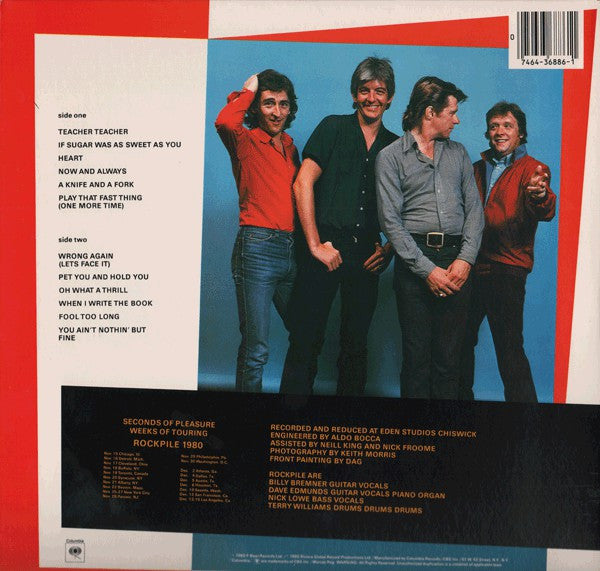 Rockpile - Seconds Of Pleasure (Nick Lowe) - VG+ LP Record 1980 Columbia USA Original Vinyl & 7" EP - Pub Rock / New Wave / Power Pop - Shuga Records