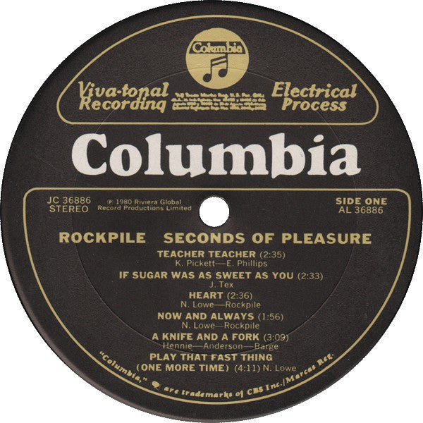 Rockpile - Seconds Of Pleasure (Nick Lowe) - VG+ LP Record 1980 Columbia USA Original Vinyl & 7" EP - Pub Rock / New Wave / Power Pop - Shuga Records