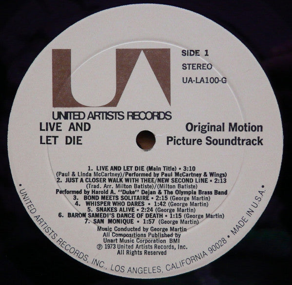Various - Live And Let Die OST (James Bond 007) - VG+ LP Record 1973 United Artists USA Original Vinyl - Soundtrack - Shuga Records