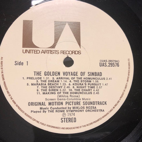 Miklos Rozsa – The Golden Voyage Of Sinbad: Original Motion Picture - VG+ LP Record 1974 United Artists UK Vinyl - Soundtrack - Shuga Records