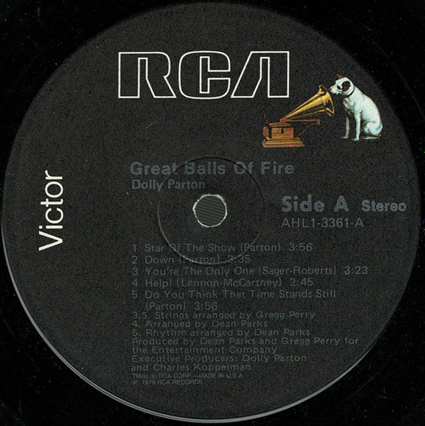Dolly Parton - Great Balls Of Fire - VG+ LP Record 1979 RCA USA Original Vinyl - Country / Country Rock - Shuga Records
